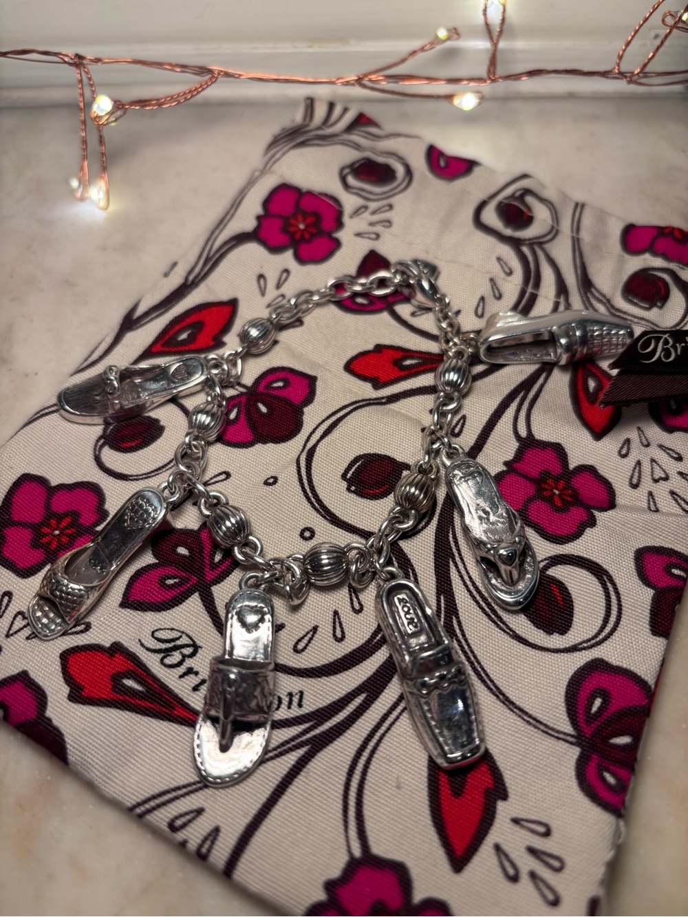 Brighton Silver Shoe Charm Bracelet